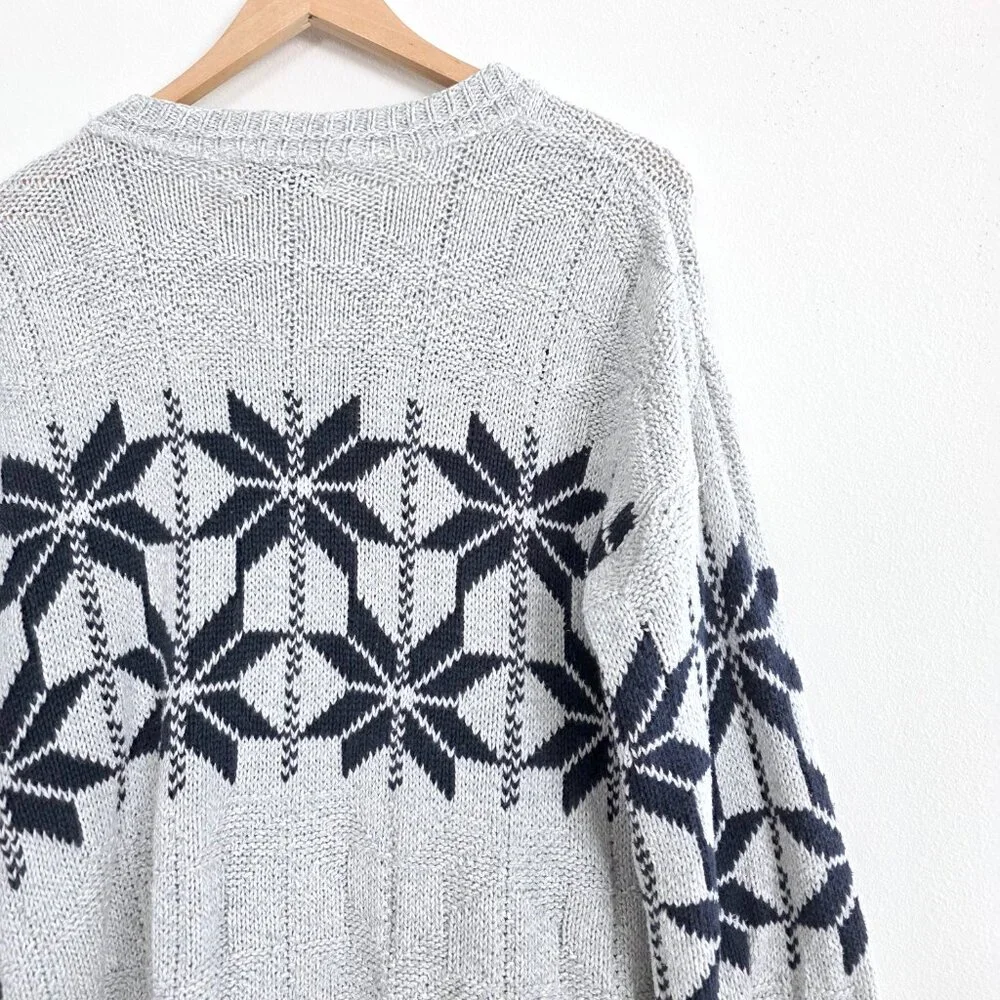 Vintage Northwest Territory Nordic Snowflake Fair Isle Grandpa Sweater Cabincore